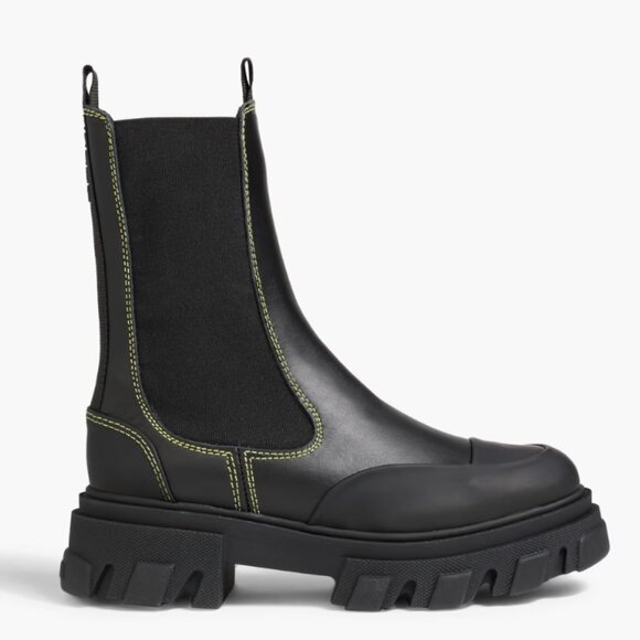 GANNI black Leather Chelsea Boots size EU40/ 9-9.5 Women's. NIB New in Box - Picture 1 of 4
